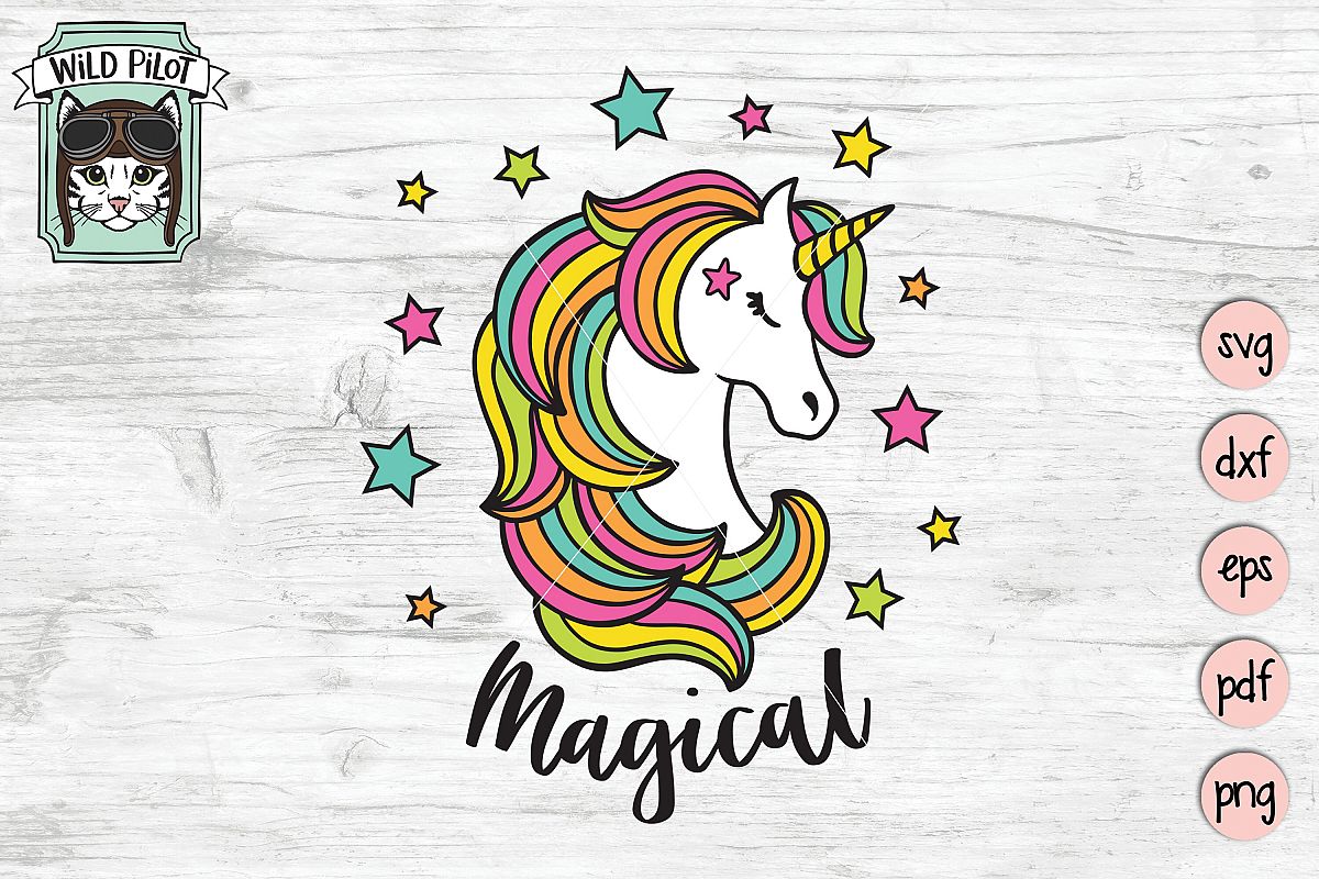 Unicorn SVG file, Unicorn cut file, Magical Unicorn, Stars example image 1