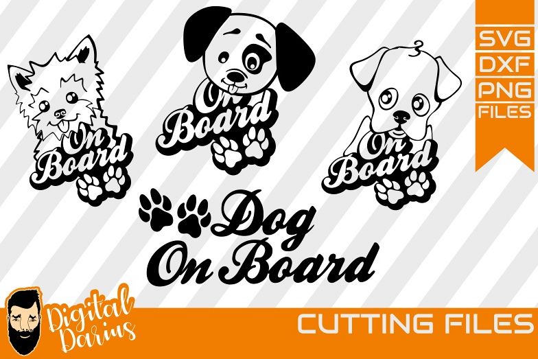 4x Dog on Board svg, Mongrel, Puppy, Doggy, Cut File example image 1