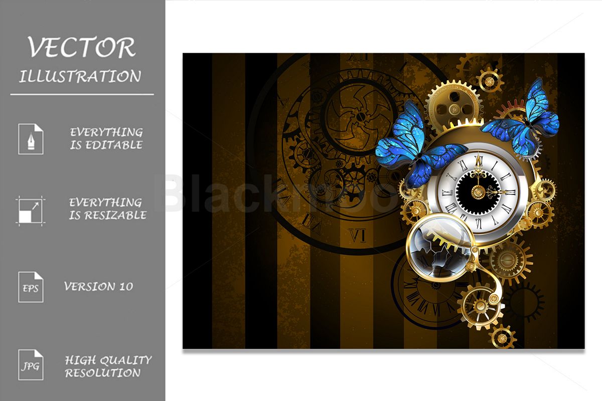 Silver Watches with Blue Butterflies example image 1