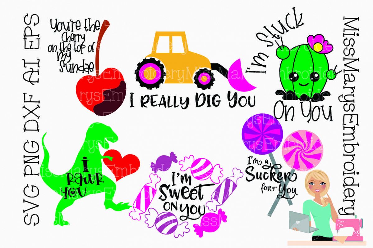 Valentine's Day Bundle SVG Cutting File PNG DXF AI EPS example image 1