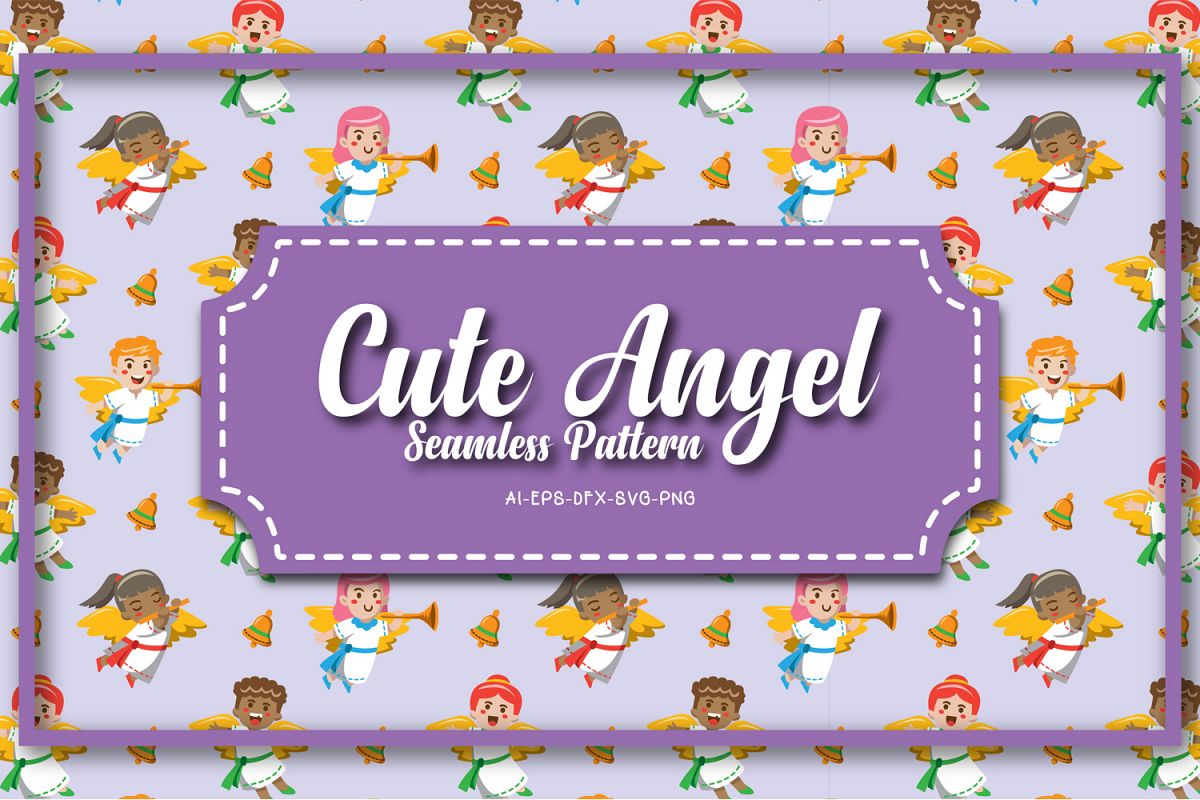 Seamless patterns cute angel christmas example image 1