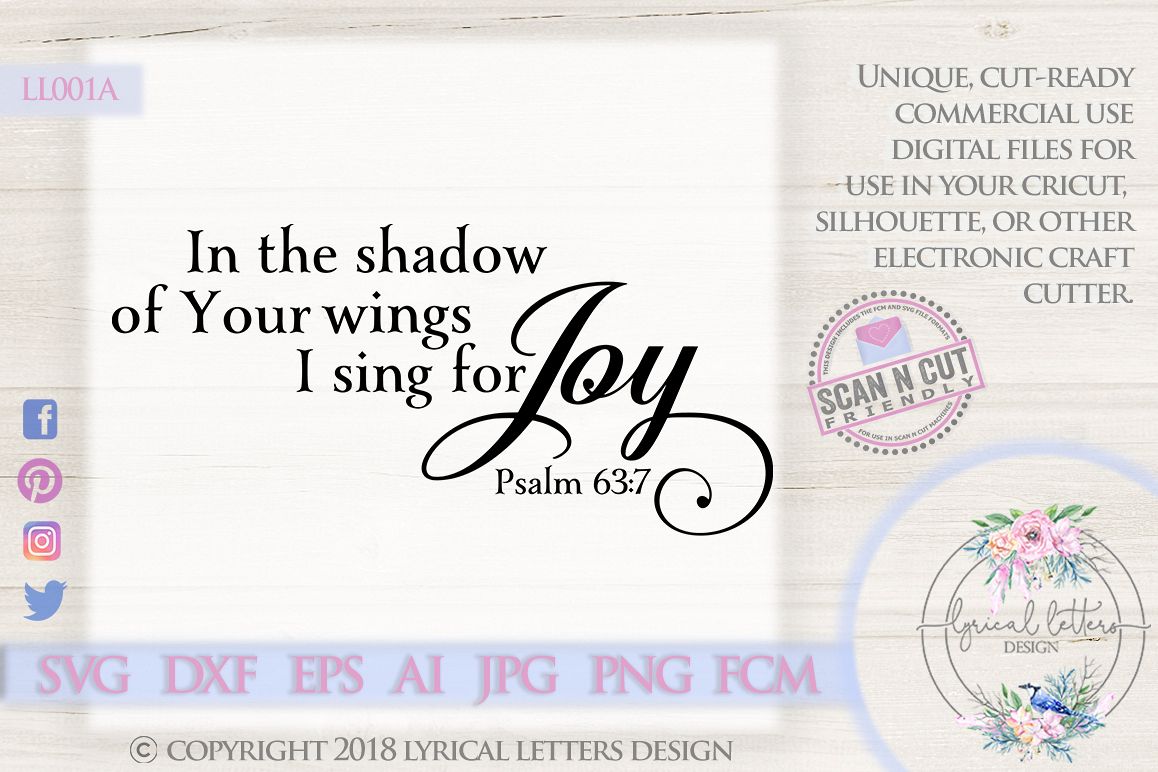 I Sing for Joy Psalm 63 Christian Scripture SVG DXF LL001A example image 1