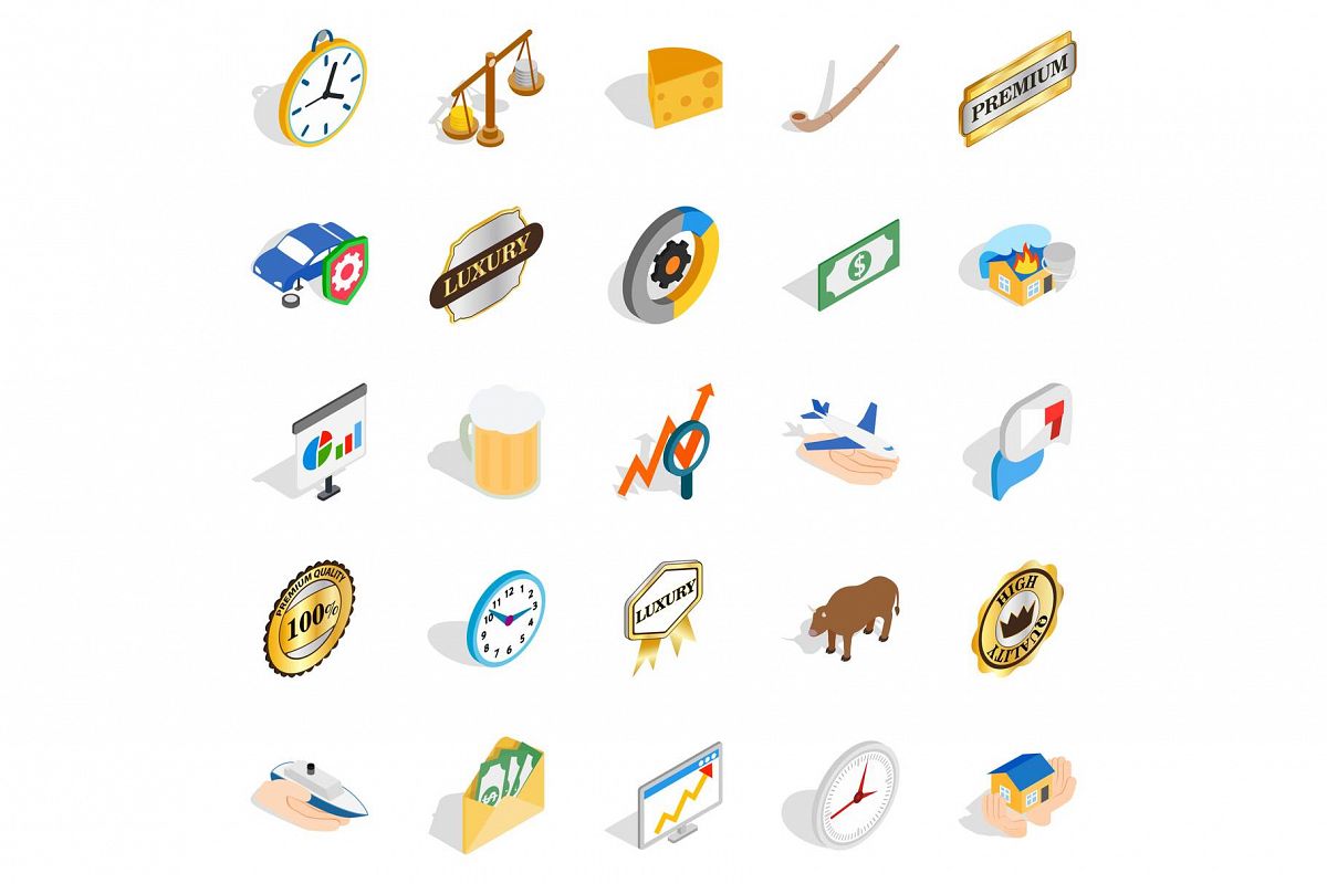 Currency icons set, isometric style example image 1