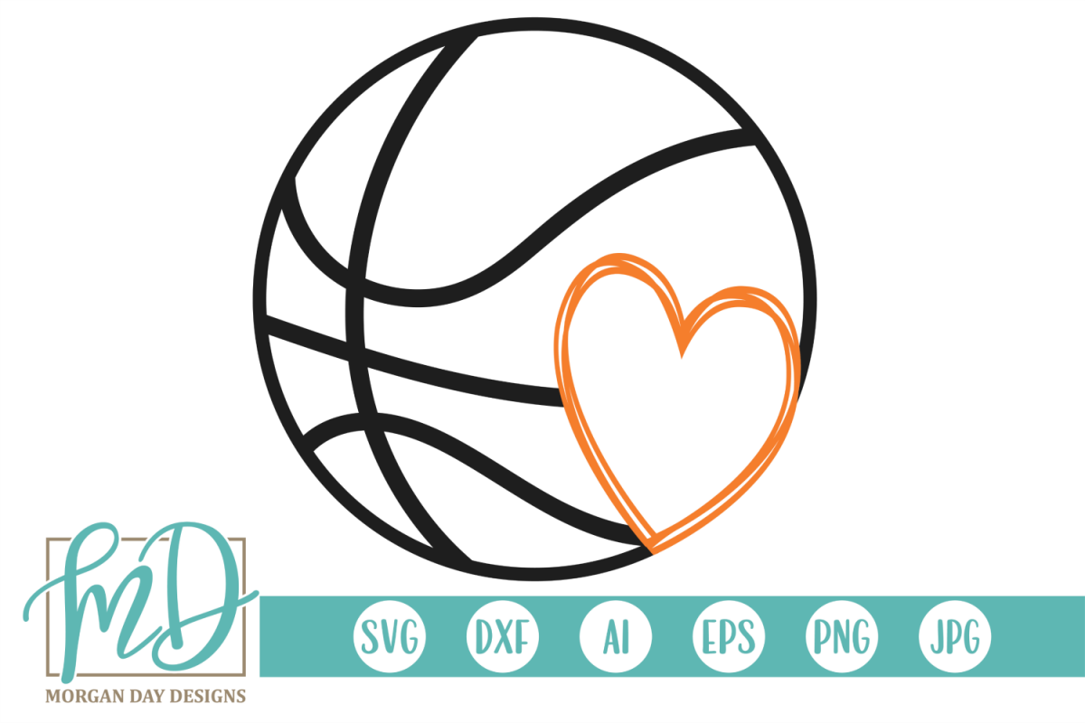 Basketball with Heart SVG, DXF, AI, EPS, PNG, JPEG