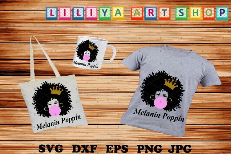 Melanin Poppin svg,Afro woman svg,Black history svg example image 1