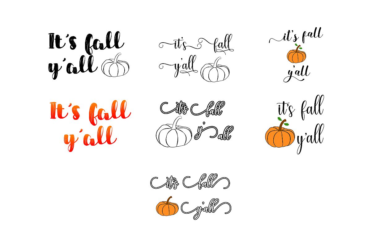 AA33 - It's fall y'all Bundle-Pumpkin- fall- SVG Cut File example image 1