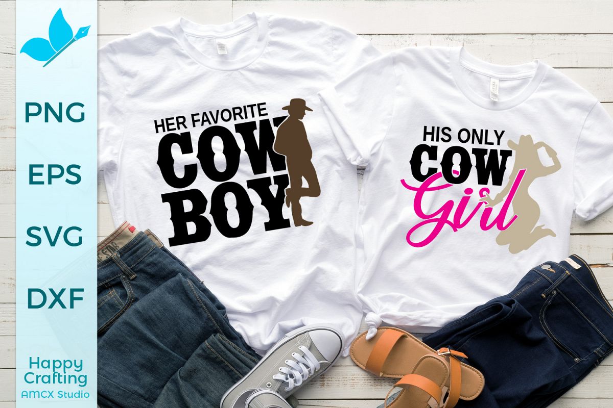 Download Cowboy And Cowgirl Couples Shirts Svg Craft File