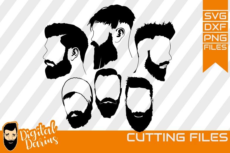 5x Beard Man SVG, Man svg, hipster beard svg, Hairstyle men example image 1