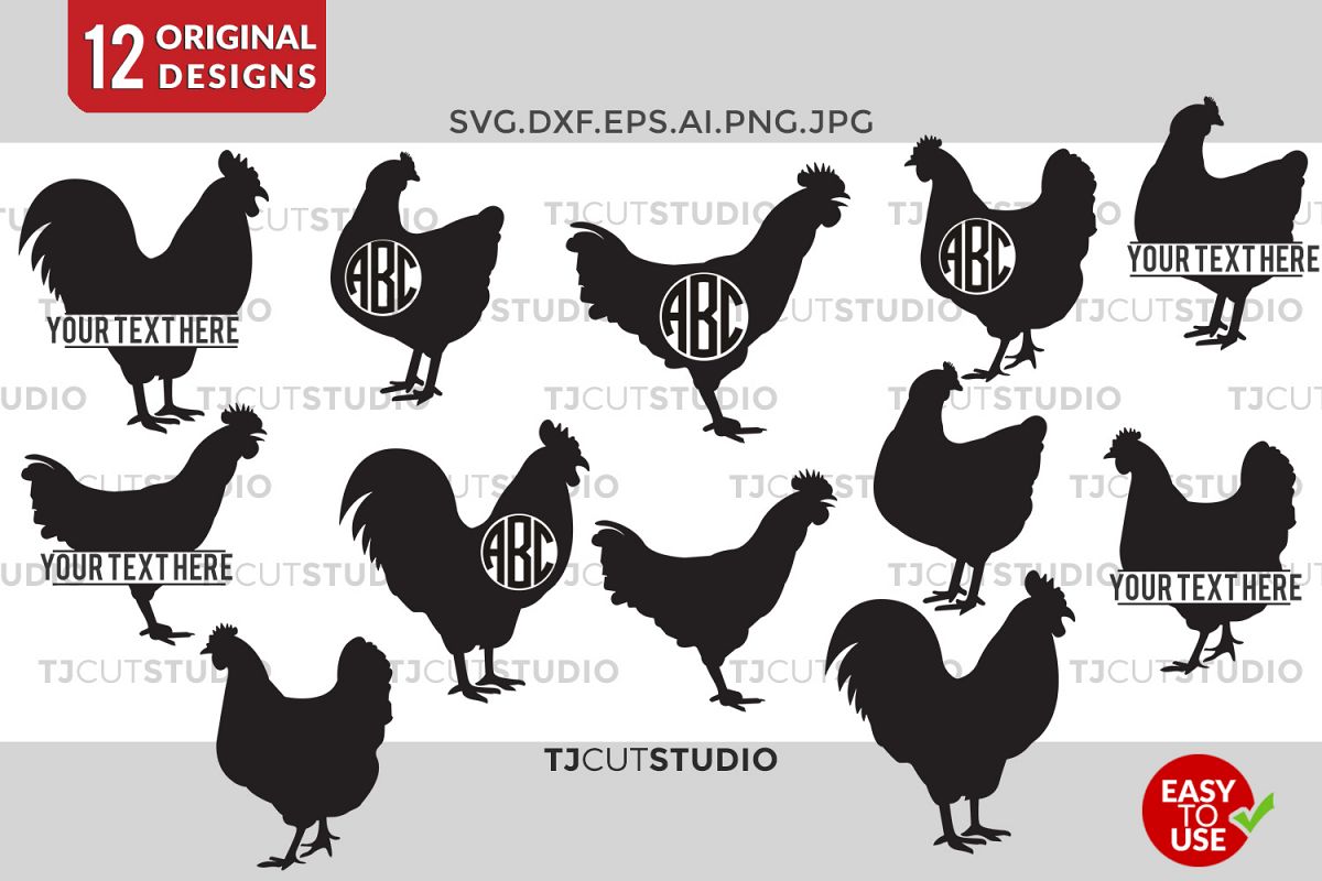 Download Chicken SVG, Chicken Monogram Svg, Chicken Silhouette, Chickens Svg, Svg Files for Silhouette ...