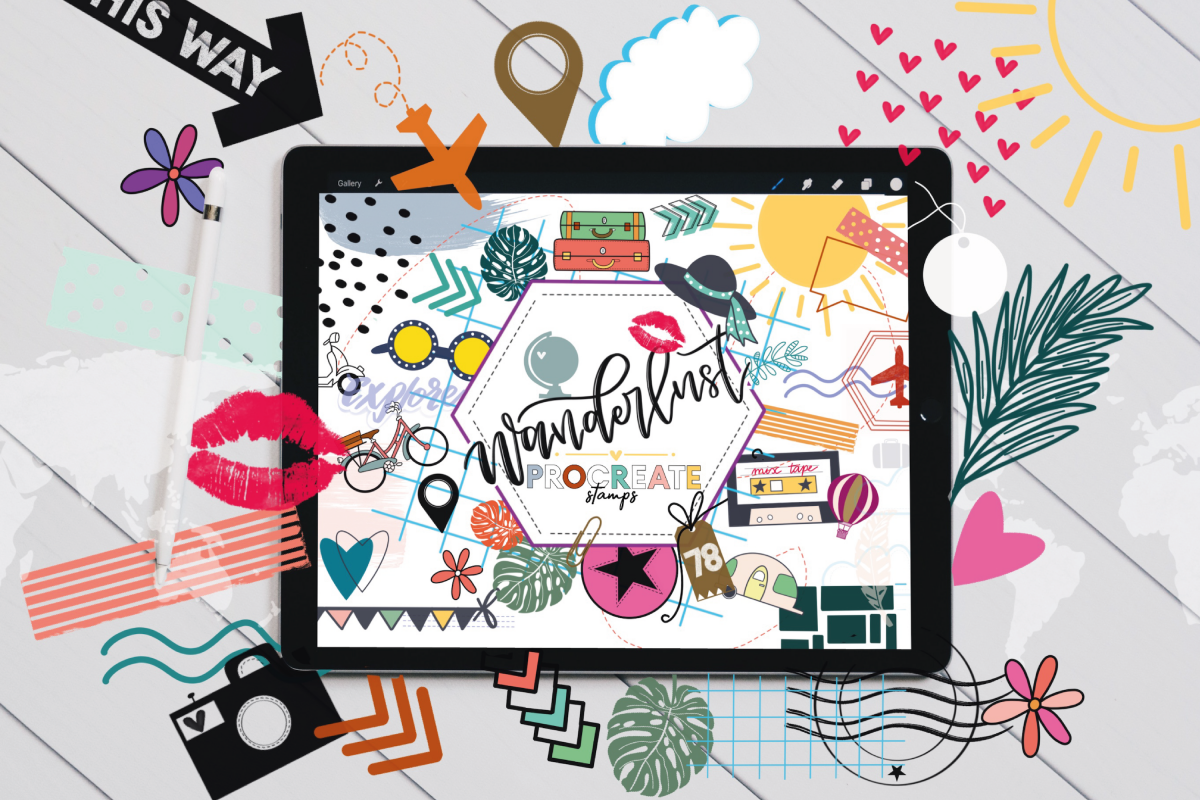 Wanderlust Stamp Pack / Procreate example image 1