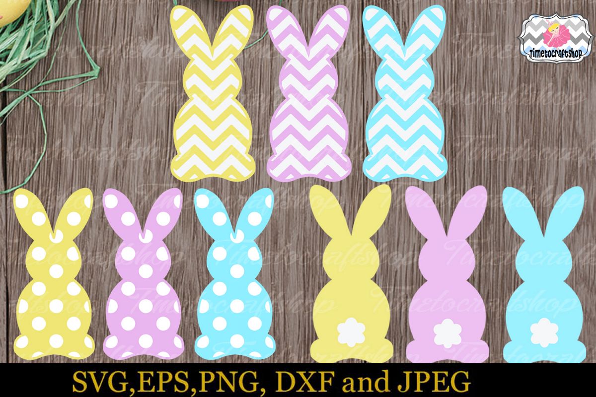 SVG, Eps, Dxf & Png Cutting Files For Easter Bunny example image 1