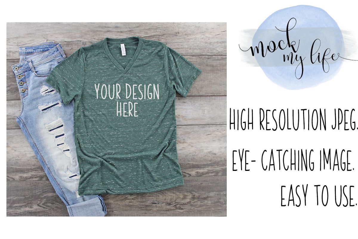 Bella Canvas Mockup / Plain Shirt Mock up / Forest Marble example image 1