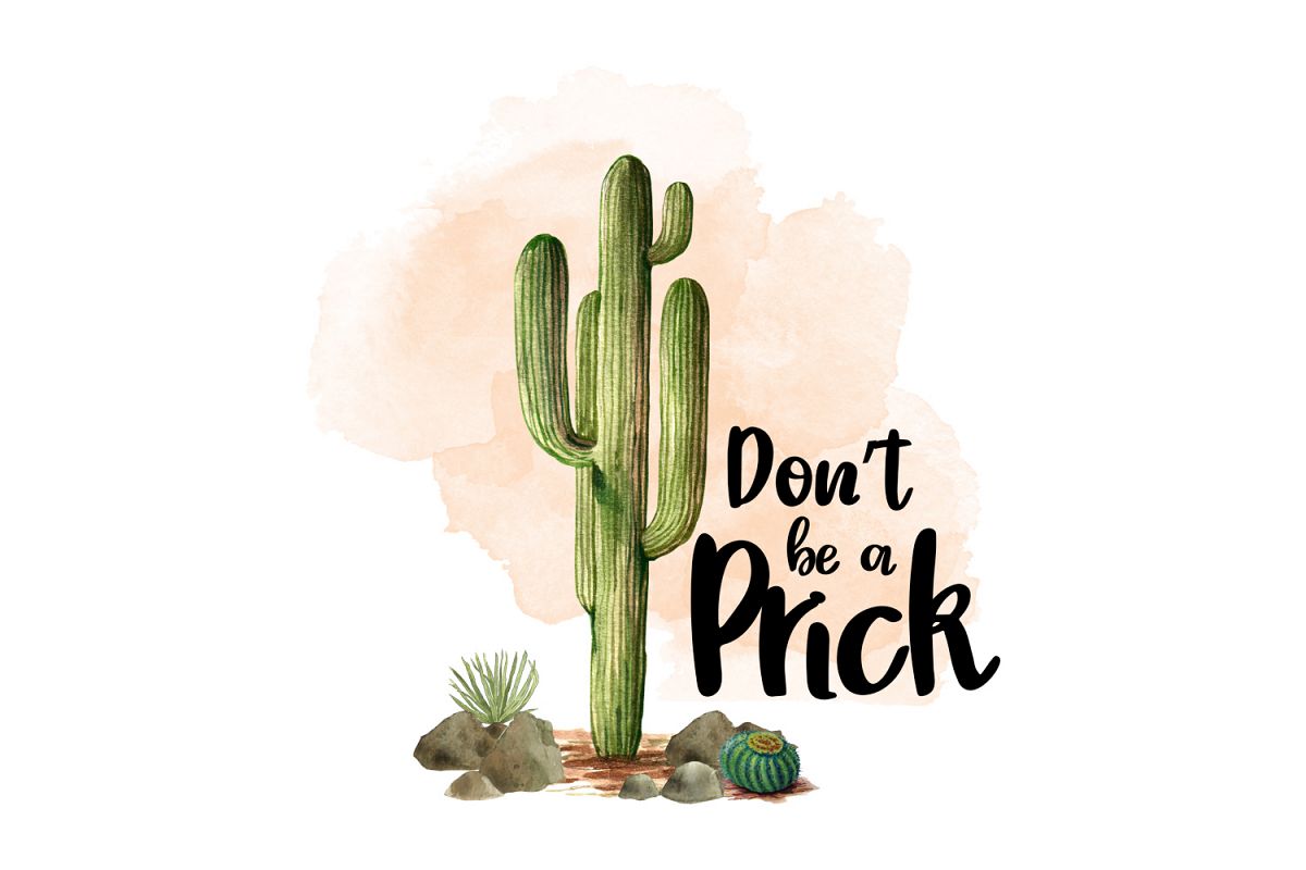 Don't be a Prick, Watercolor Clipart, Sublimation File example image 1