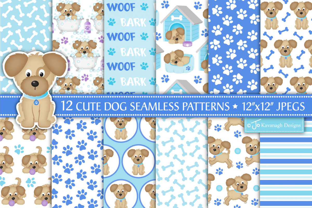 Dog Digital Papers, Dog Patterns, Puppy Dogs -P40 example image 1