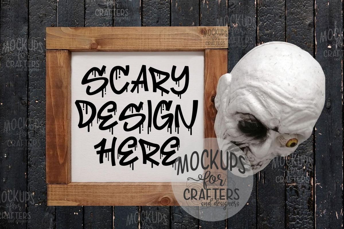 Halloween Wood Sign Mock-Up - Skull example image 1