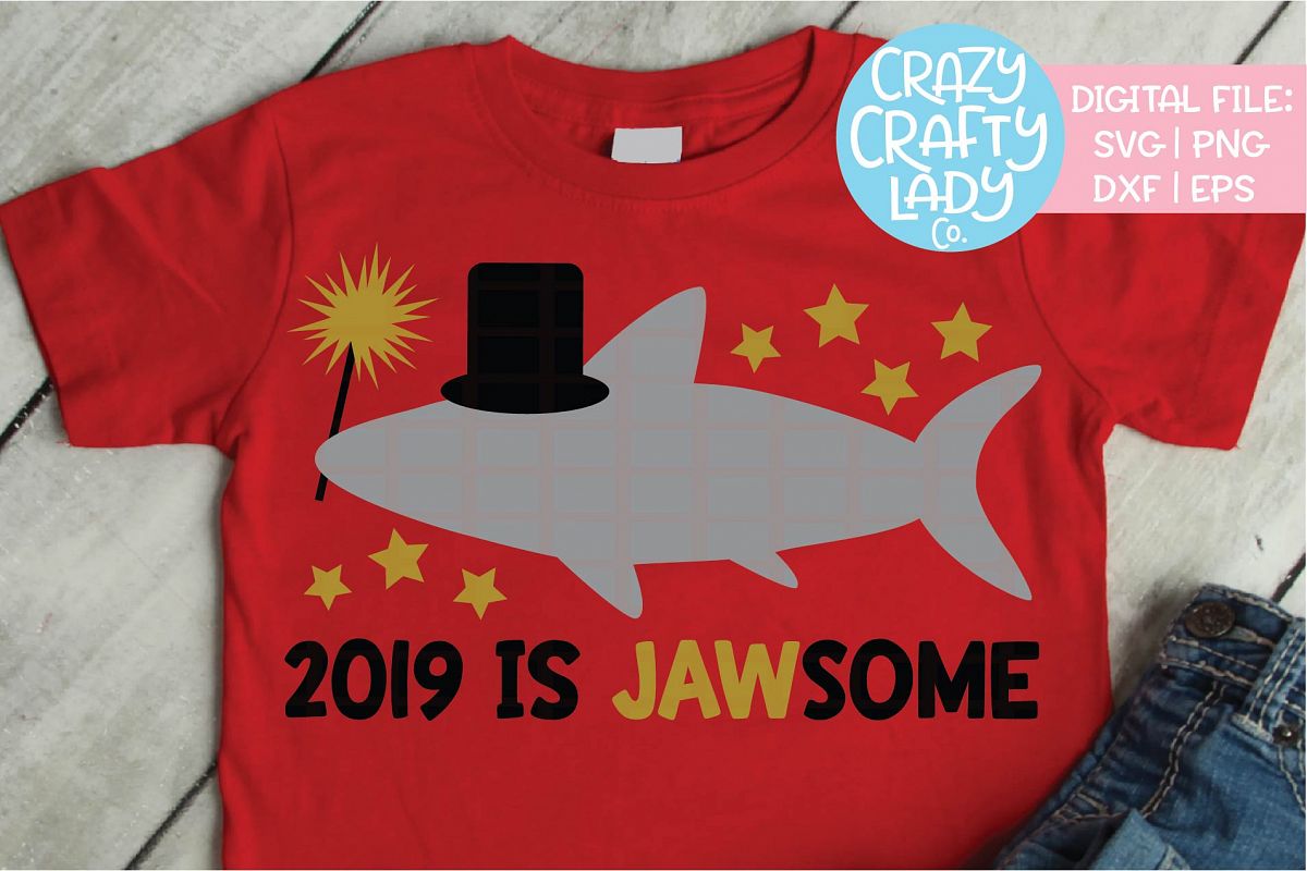 New Year's Shark SVG DXF EPS PNG Cut File example image 1