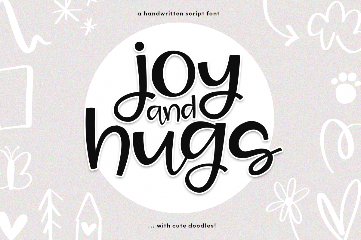 Joy & Hugs Handwritten Script Font - with doodle extras! example image 1