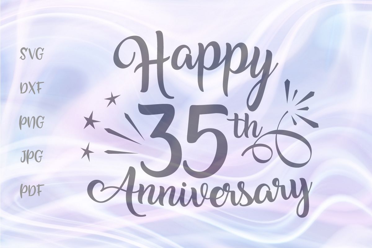 Happy 35th Anniversary Thirty Five Year Jade Coral Wed Sign example image 1