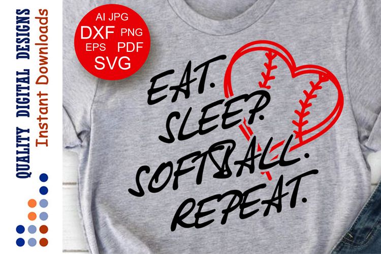 Eat. Sleep. Softball. Repeat. SVG files example image 1