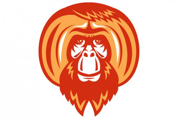 Orangutan Bearded Front Retro example image 1