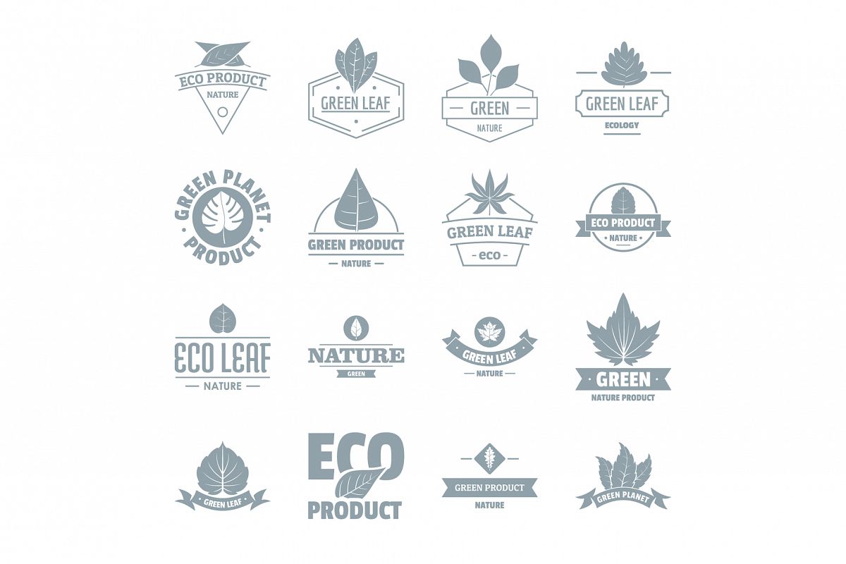 Eco leaf logo icons set, simple style example image 1