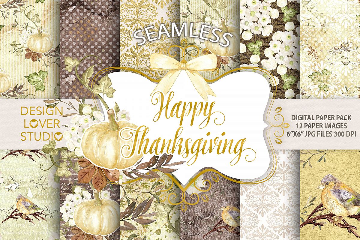 Happy Thanksgiving 2 digital paper pack example image 1