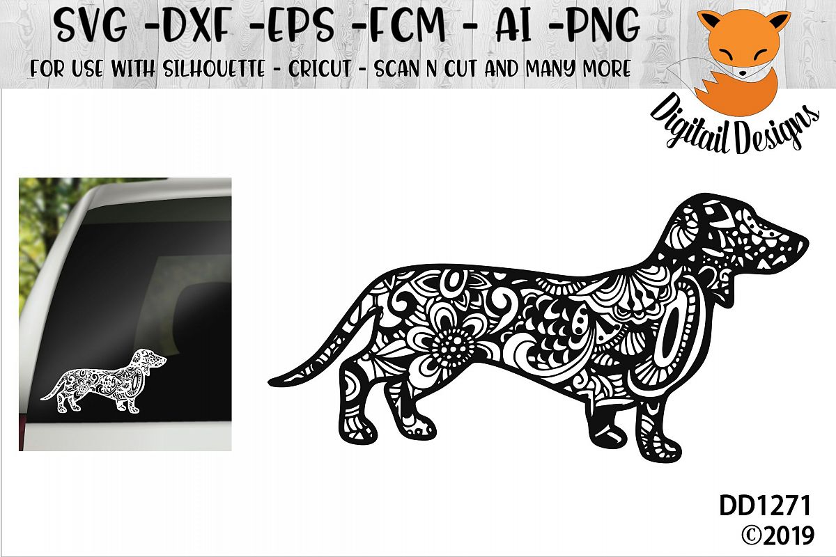 Zentangle Dachshund Dog SVG