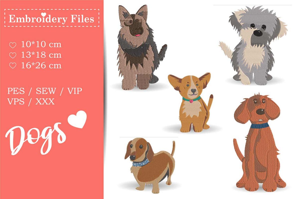Dogs - Mini Bundle - Embroidery Files for Beginners example image 1