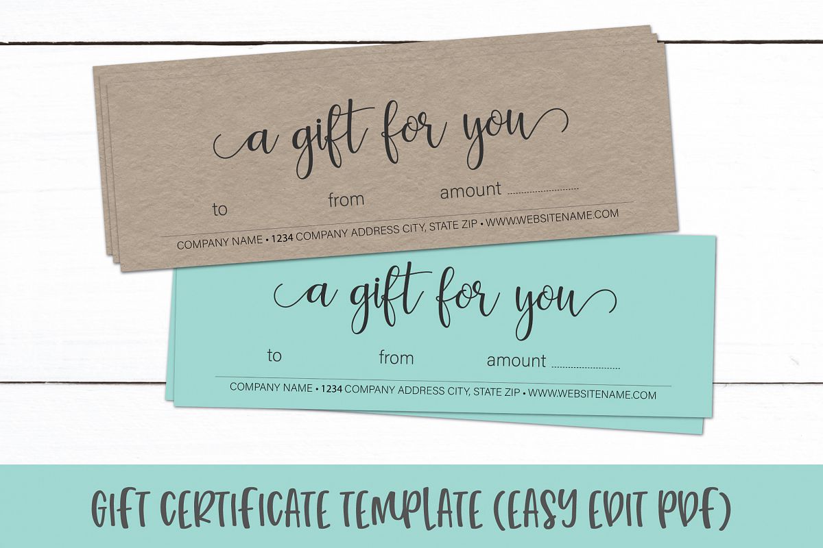 Gift Certificate Template Editable Gift Card PDF 326553 