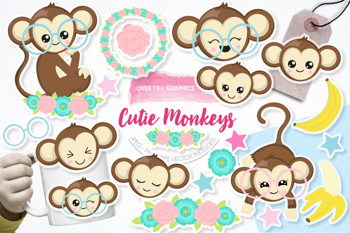Cutie Monkeys graphics and illustrations example image 1