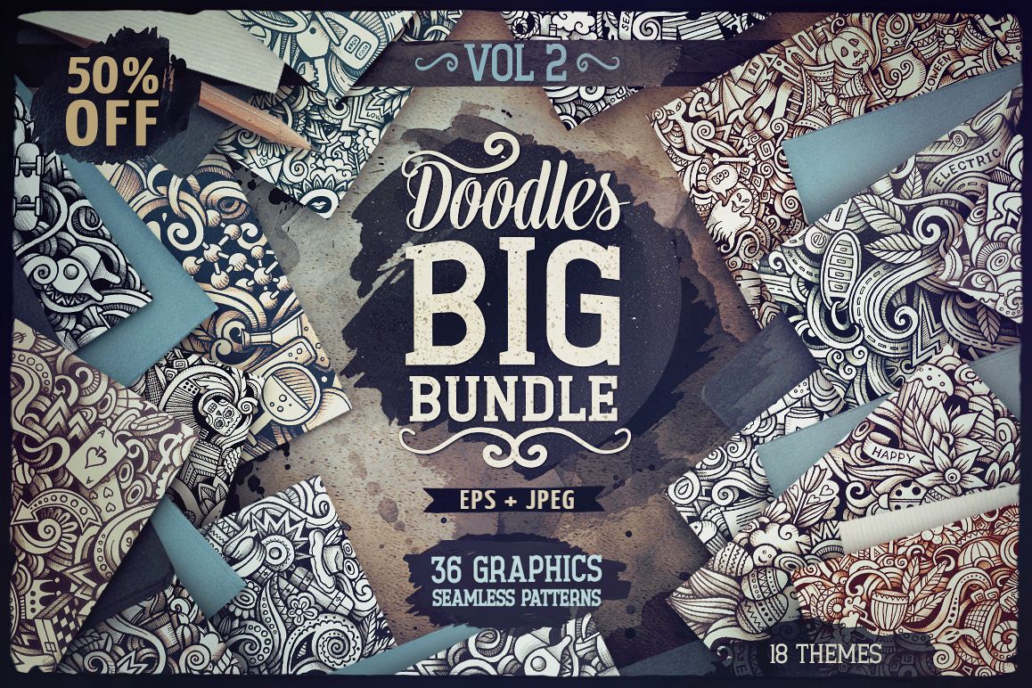 -50 SALE/ Big Doodle Patterns Bundle #2 example image 1