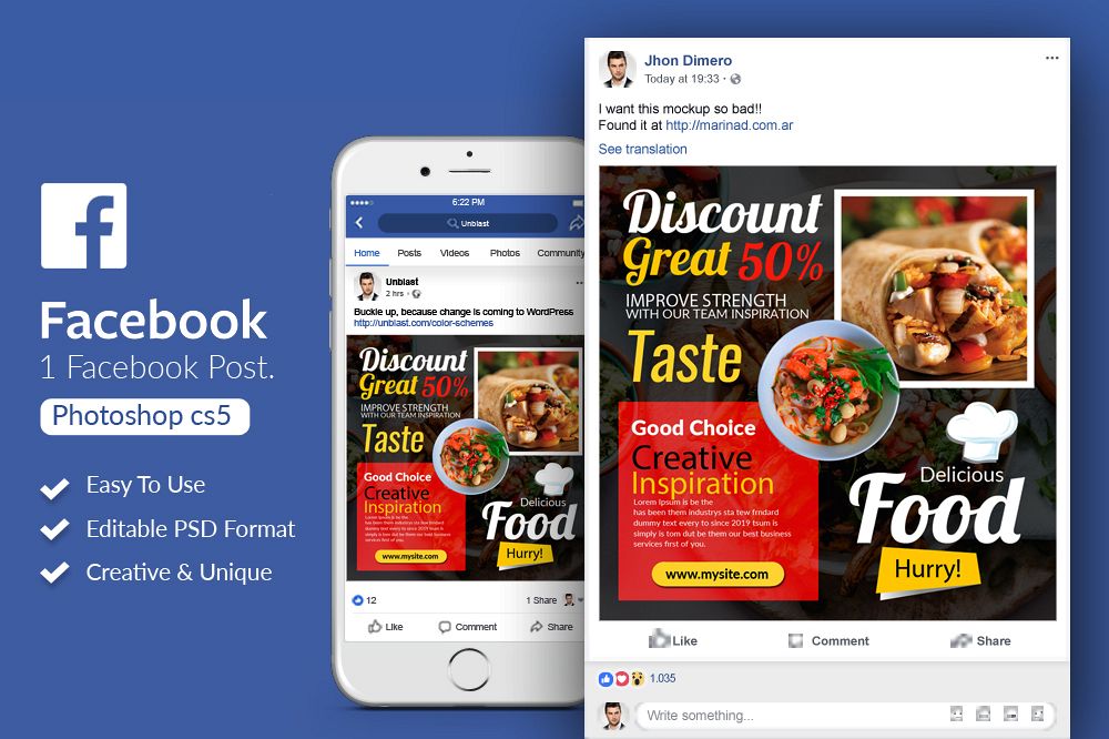 Food Restaurant Facebook Post Banner example image 1