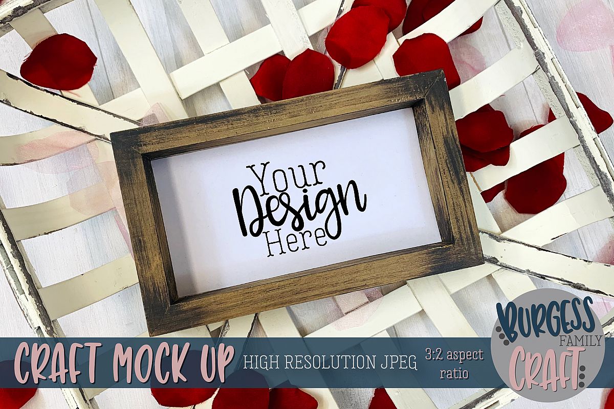Valentine wood sign and basket Craft mock up example image 1