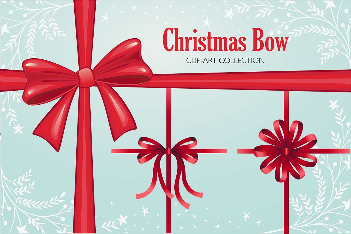 Christmas Bow Clip-art Collection example image 1