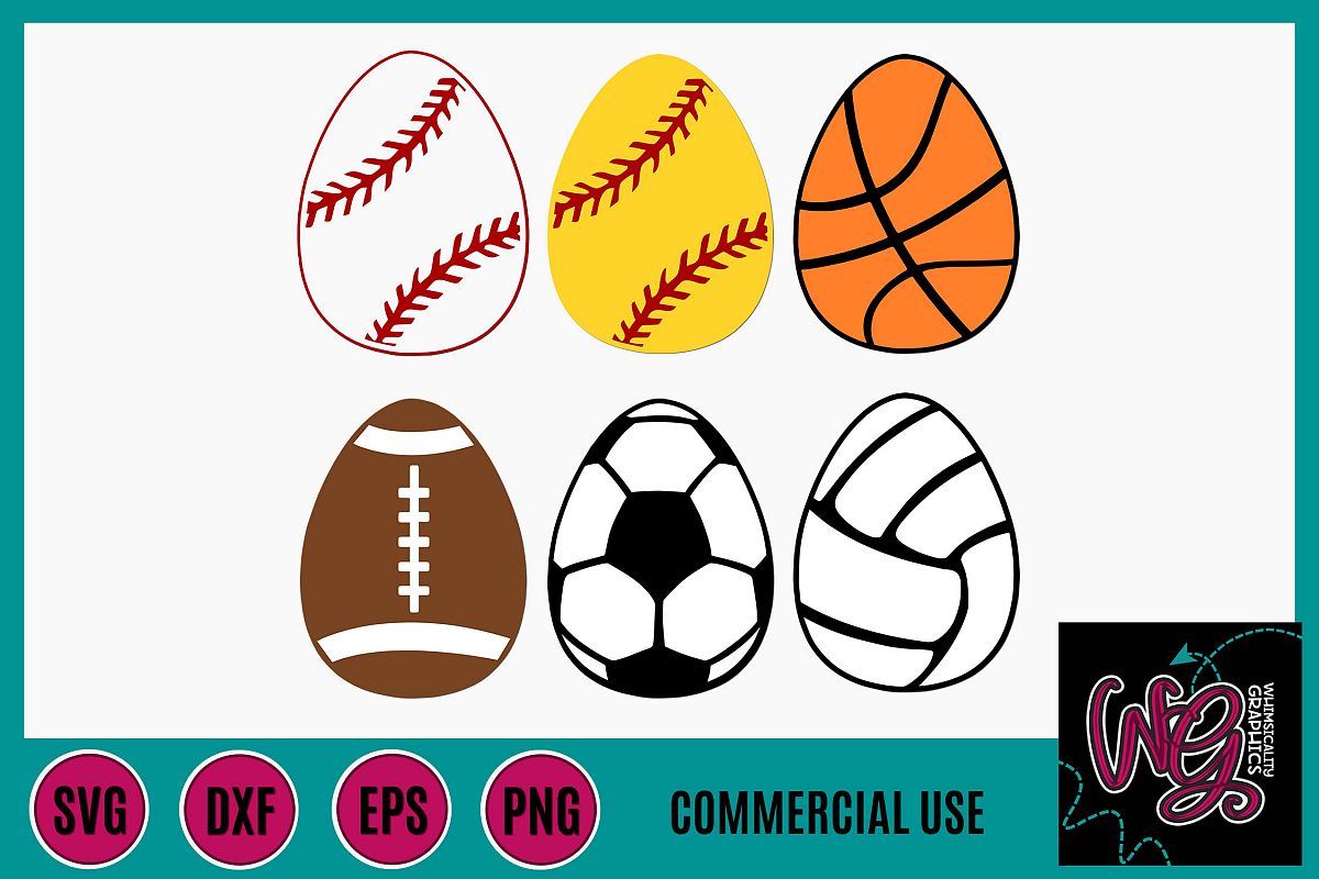 Sports Easter Eggs SVG DXF PNG EPS Comm example image 1