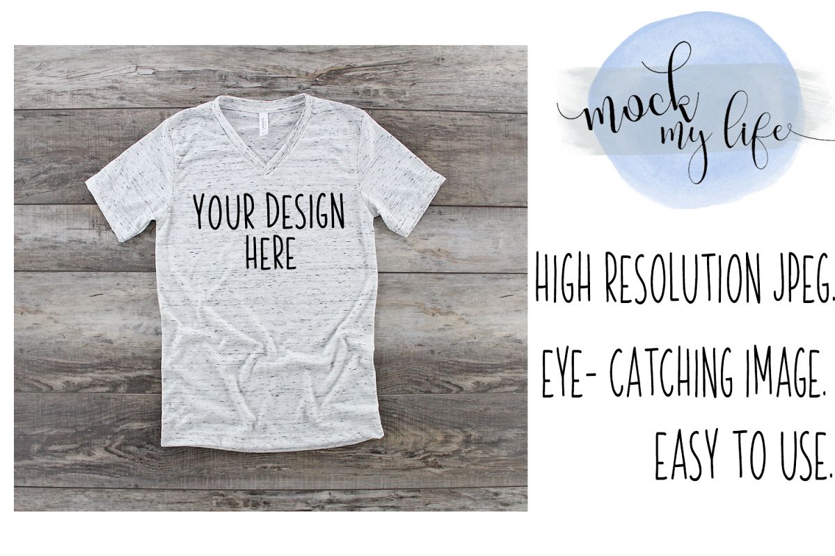 Bella Canvas Mockup / Plain Shirt Mock up / White Marble example image 1