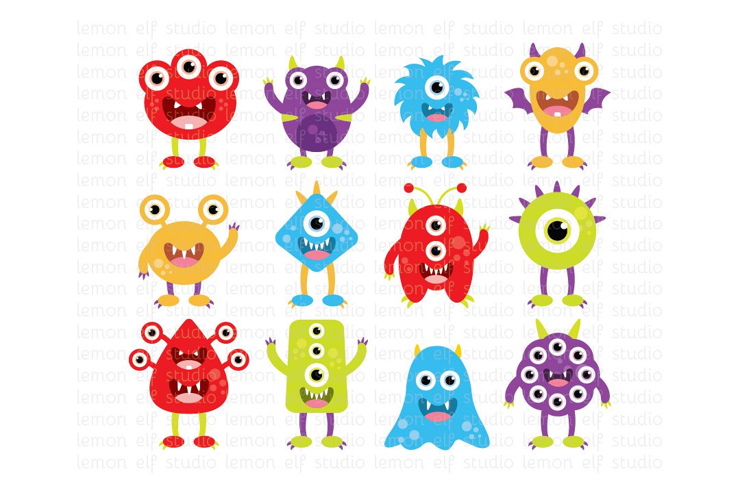Silly Monsters-Digital Clipart (LES.CL03A) example image 1