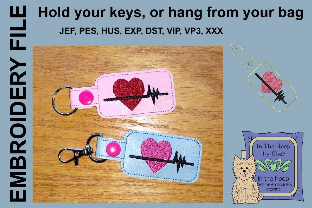 ITH Heart Healthy Vinyl Key Fob or Bag Tag - Snap Tab Machin example image 1