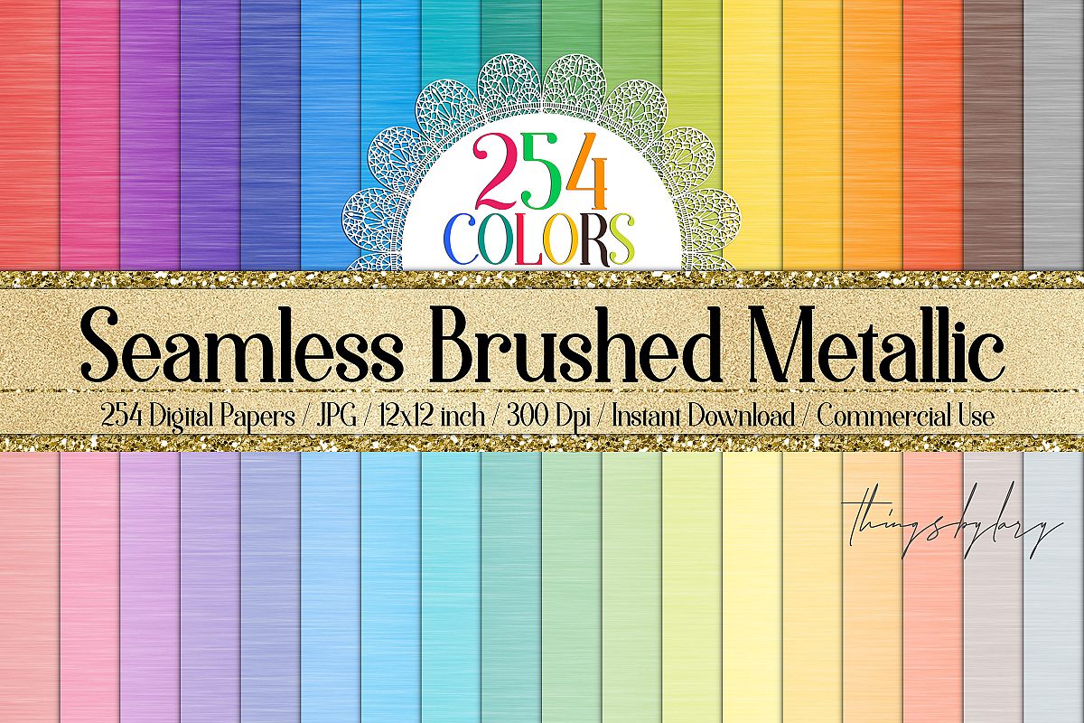 254 Seamless Brushed Metallic Polish Metal Digital Papers example image 1