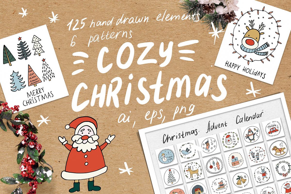 Cozy Christmas Clipart example image 1