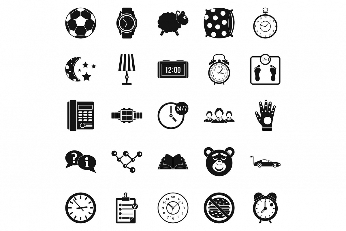 Watch icons set, simple style example image 1