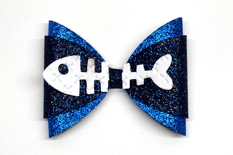 Fish bone Hair bow template SVG, DIY leather bow template example image 1