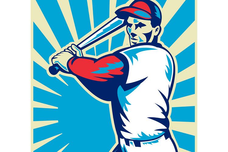 Baseball player with bat batting example image 1
