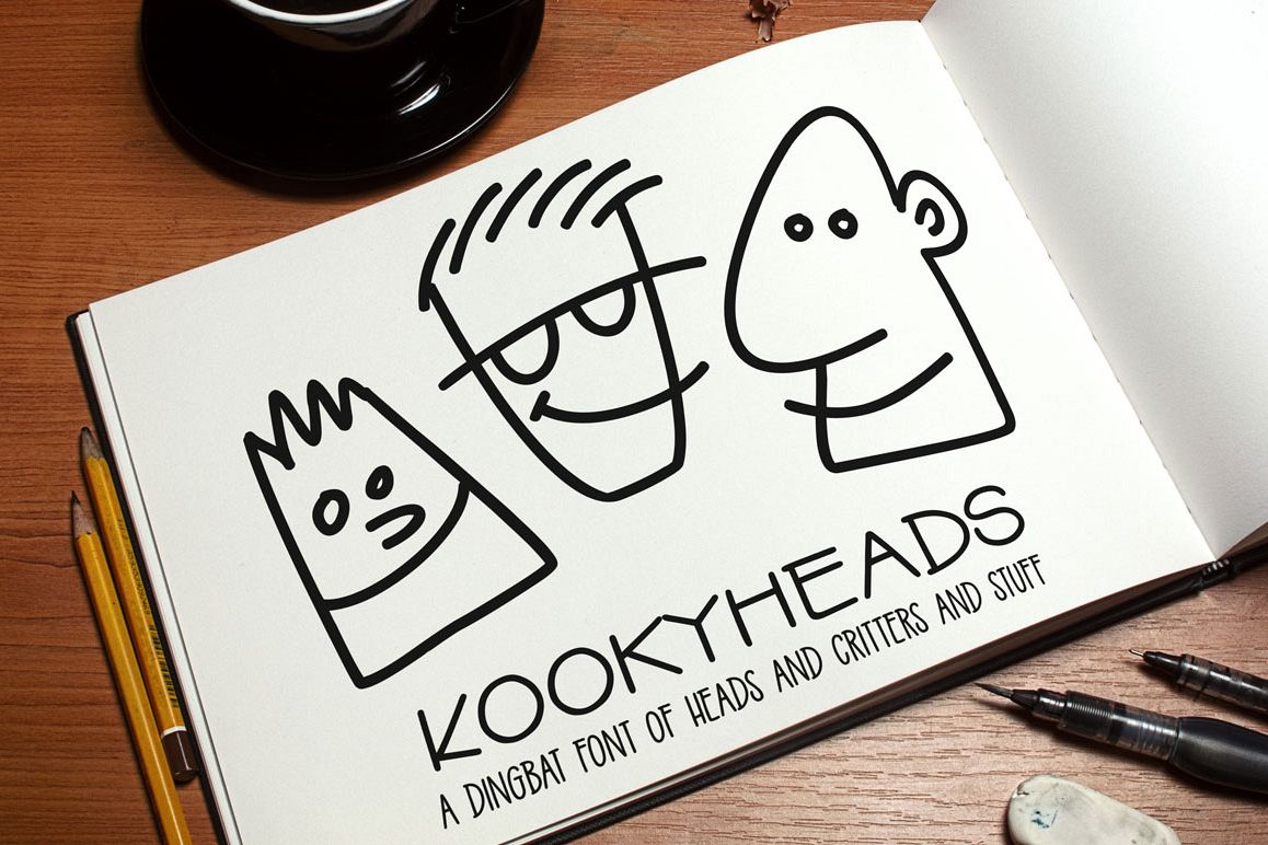 Kookyheads - a dingbat doodle font! example image 1
