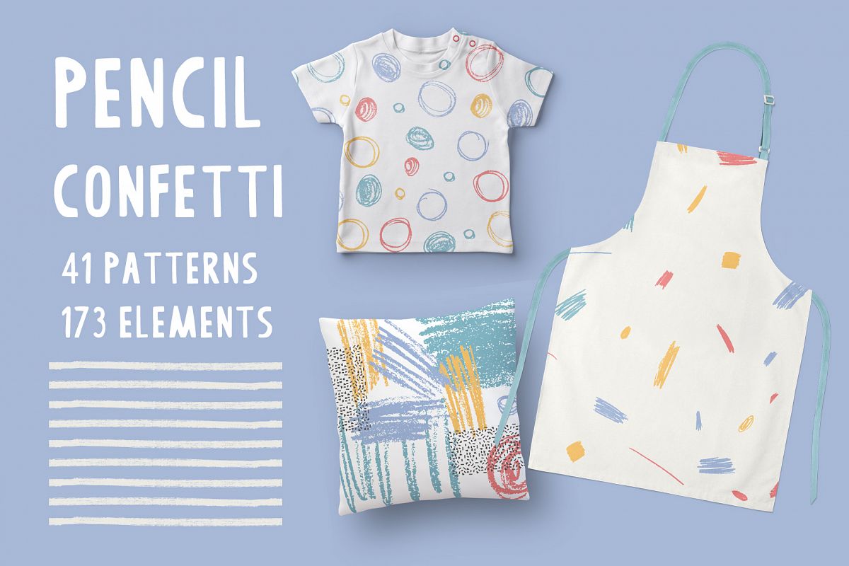 Pensil Confetti Patterns & Elements example image 1