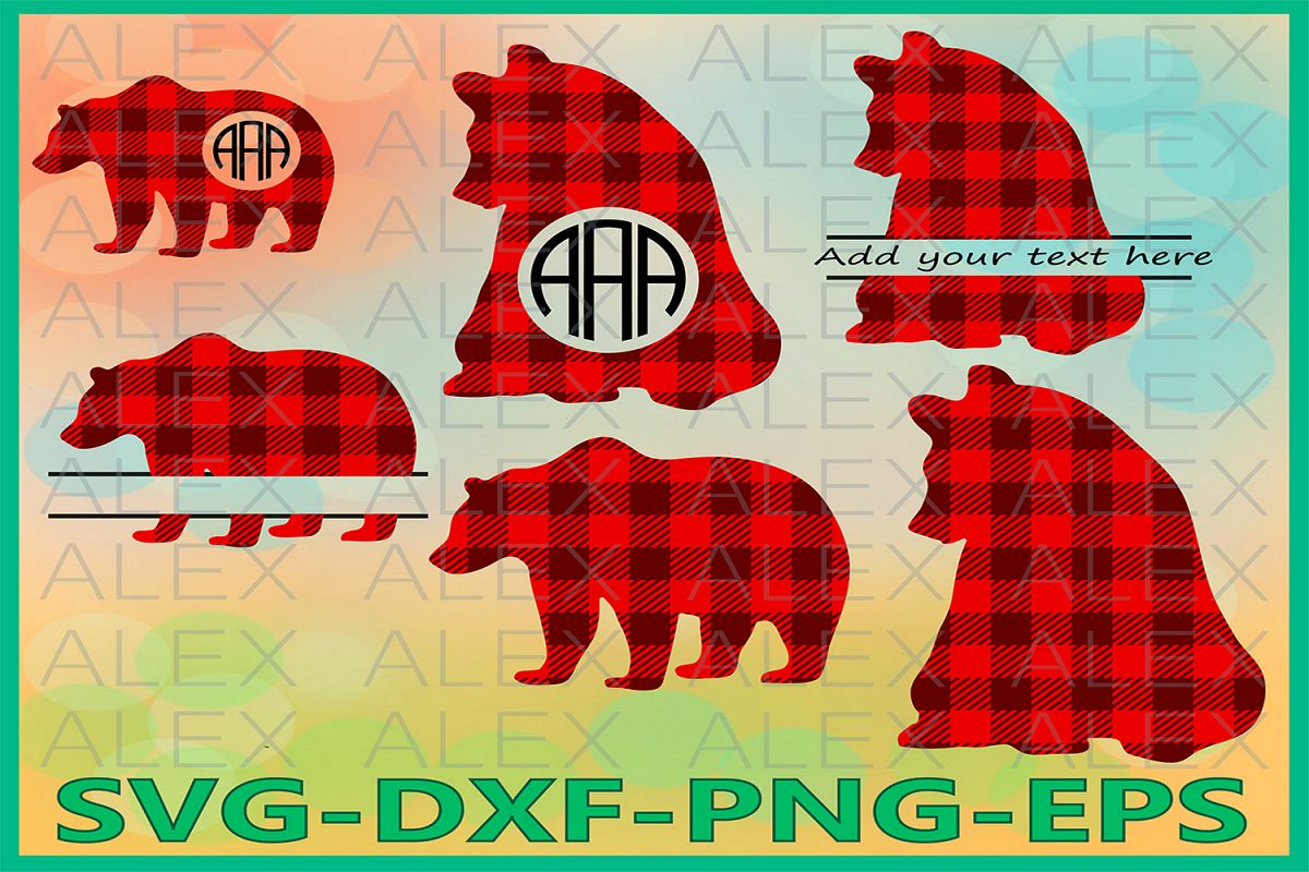 Bear Svg, Bear Buffalo Plaid, Buffalo Plaid svg, Cricut Cut example image 1