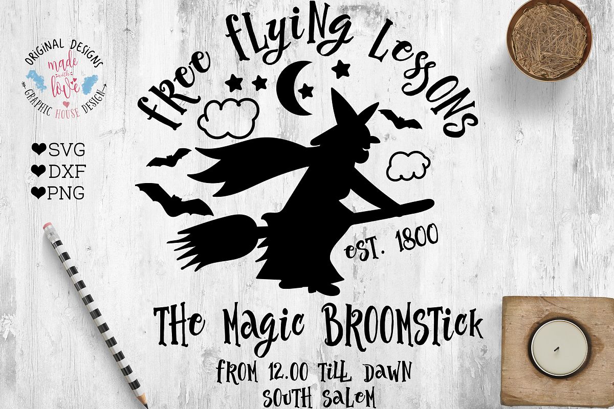 Download Free Flying Lessons Halloween Cut File SVG, DXF, PNG (28797) | SVGs | Design Bundles