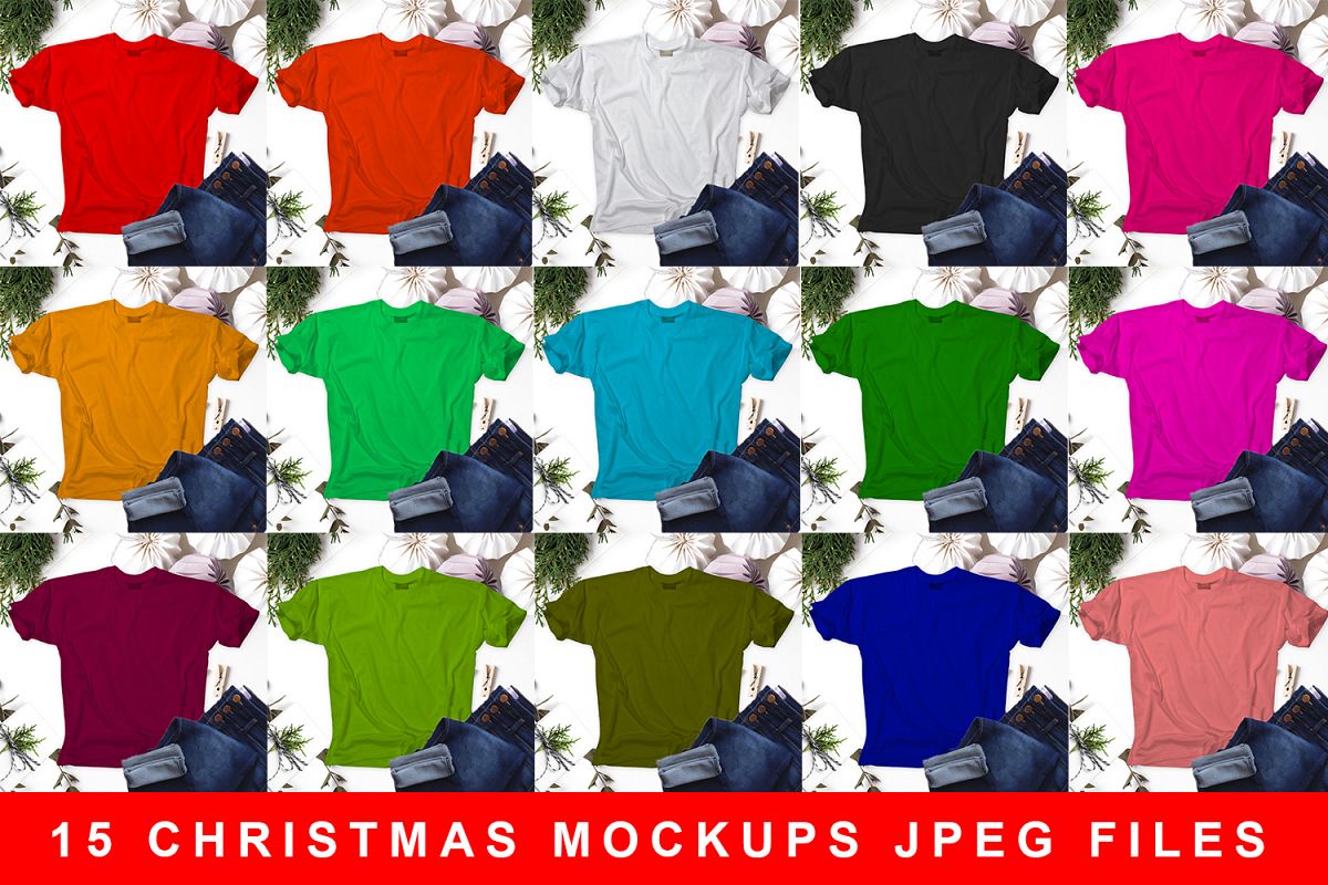 15 Christmas T-shirt Mockup JPEG Files example image 1