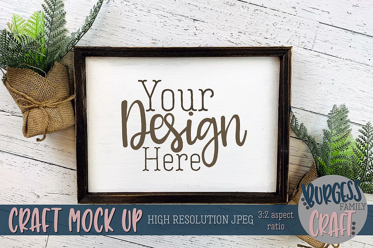 Wood sign plants III Craft mock up |High Res JPEG example image 1