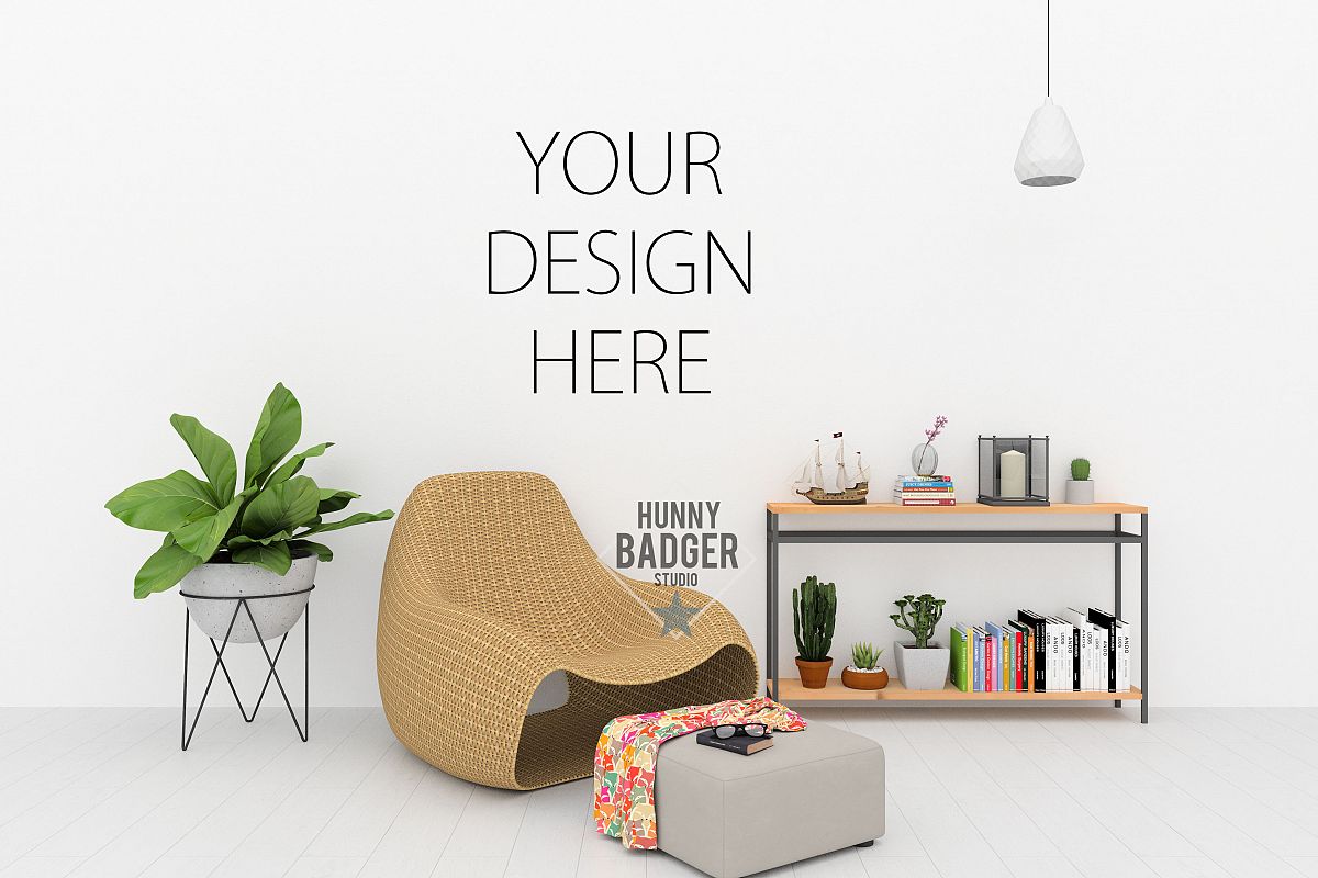 Blank wall mockup - wall art mock up example image 1